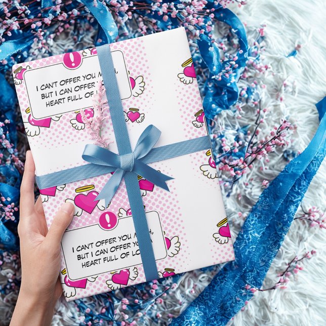 Custom love msg comic book style heart gifts  wrapping paper (Creator Uploaded)