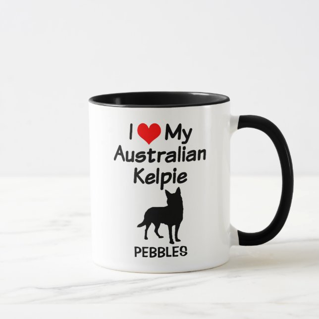 Custom Love My Australian Kelpie Dog Mug (Right)