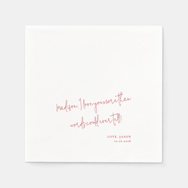 Custom Love Note Handwritten Style Wedding Vows Napkin (Front)