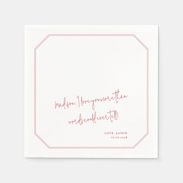 Custom Love Note Handwritten Style Wedding Vows Napkin (Front)