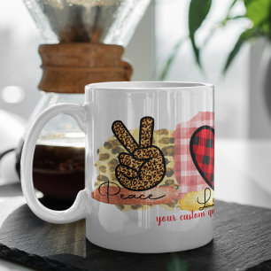Custom Love Peace Dachshund Valentine's Day Dog Coffee Mug