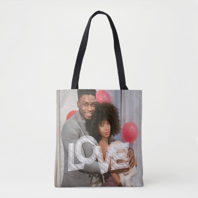 Custom LOVE Personalised Two Photo Tote Bag (Front)