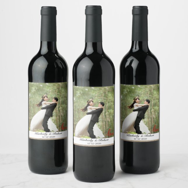 Custom Love Photo Wedding Wine Label (Bottles)