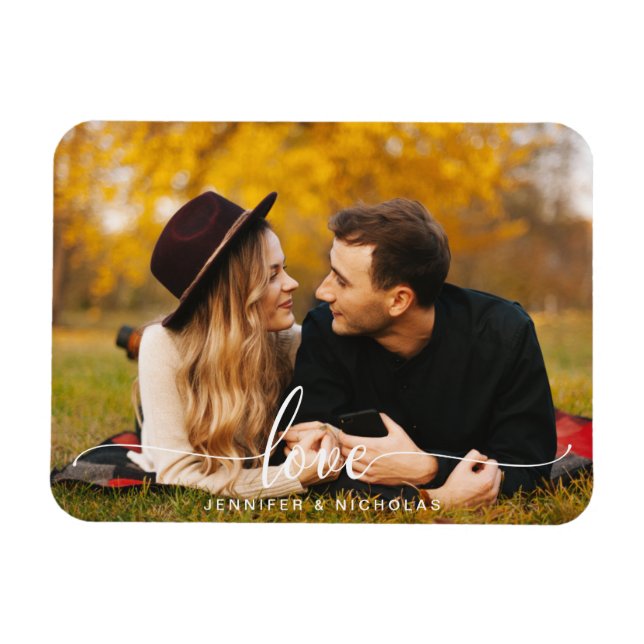 Custom Love Script Photo Magnet (Horizontal)