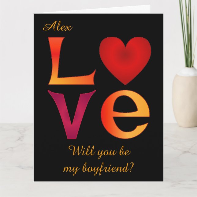 Custom LOVE Square Boyfriend Proposal on black Card (Front)
