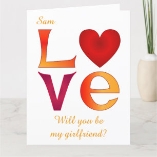 Custom LOVE Square Girlfriend Proposal on white Card