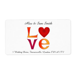 Custom LOVE Square Lettering Red & Yellow Address