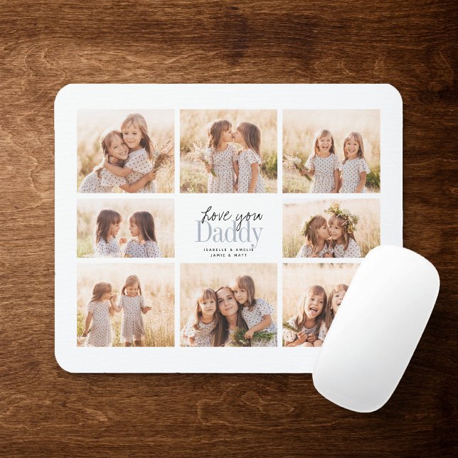 Custom Love You Daddy Fathers Day Photo Collage Mouse Pad (Creator Uploaded)