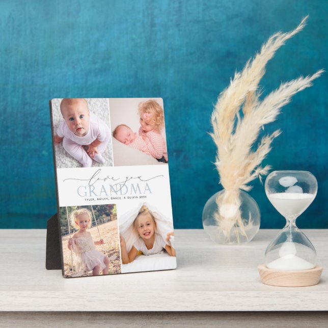 Custom Love You Grandma 4 Photo Collage Plaque (Side)