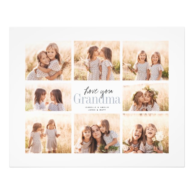 Custom Love You Grandma Grandkids Collage Photo Print (Front)