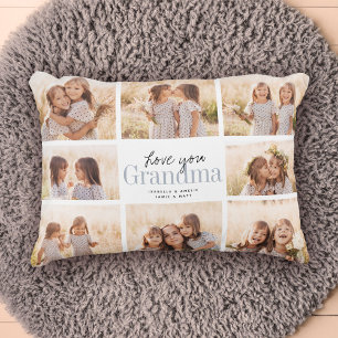 Custom Love You Grandma Grandkids Photo Collage Decorative Cushion