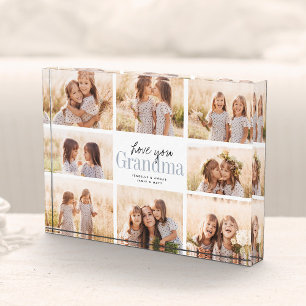 Custom Love You Grandma Mothers Day Photo Collage Block