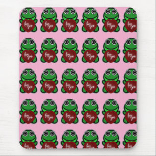 Custom Love You Kawaii Frog Heart Gift Mouse Pad