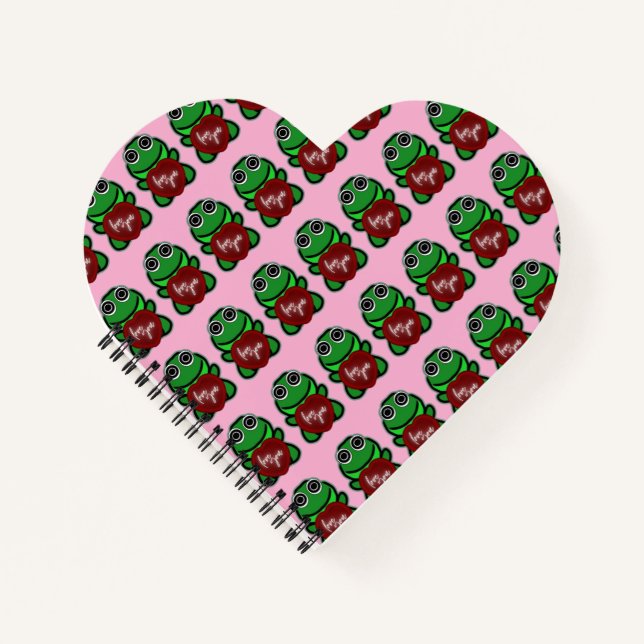 Custom Love You Kawaii Frog Heart Gift Notebook (Front)