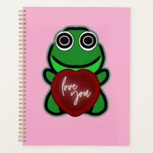 Custom Love You Kawaii Frog Heart Gift Planner