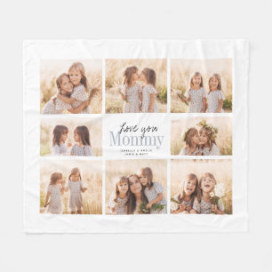 Custom Love You Mummy Mothers Day Photo Collage Fleece Blanket