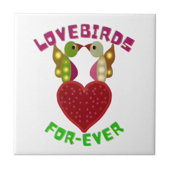 Custom Lovebirds Heart Gift Classic Playing Cards Ceramic Tile (Front)
