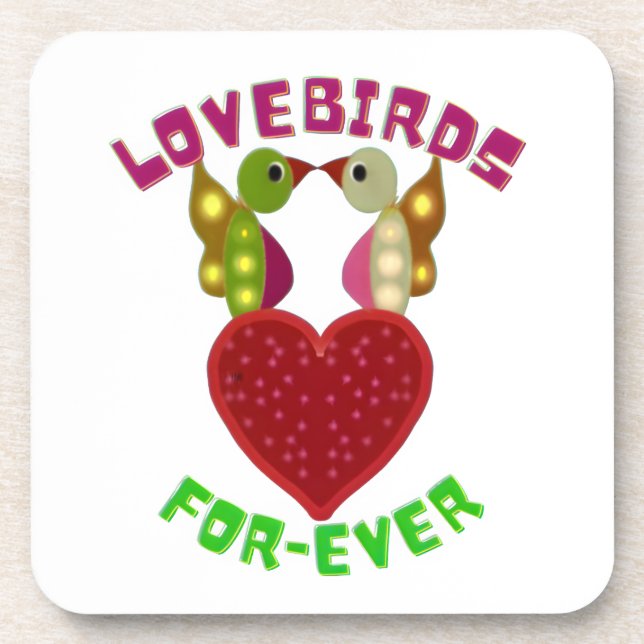 Custom Lovebirds Heart Gift Classic Playing Cards Coaster (Front)