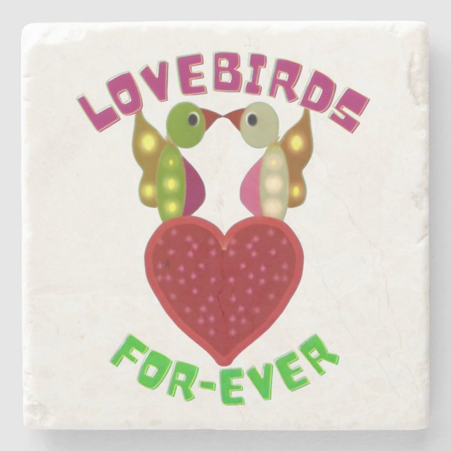 Custom Lovebirds Heart Gift Classic Playing Cards Stone Coaster (Front)