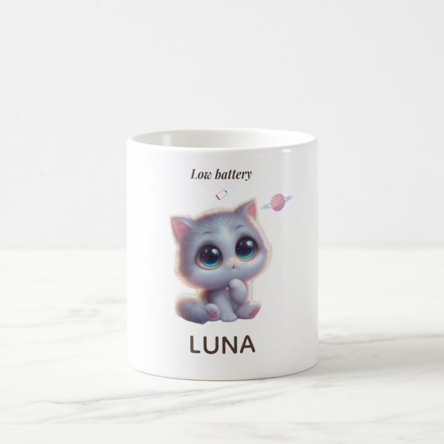 Custom Low Battery Cat Mug (Center)
