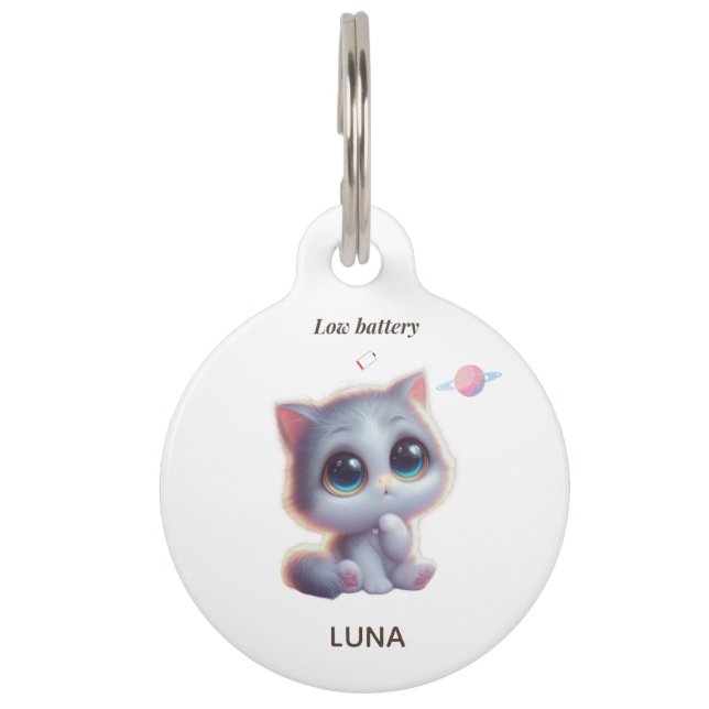 Custom Low Battery Cat Pet Tag (Front)