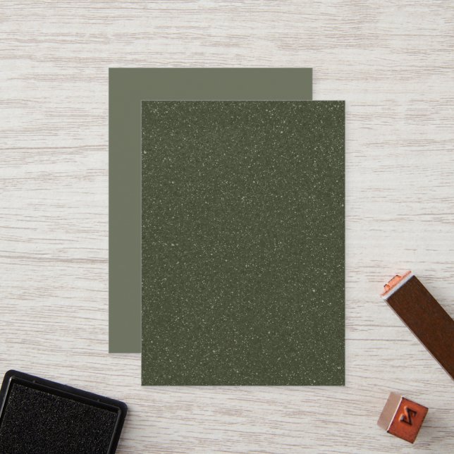 Custom Loyalty Card – Moss Green Noise Texture (Front/Back In Situ)