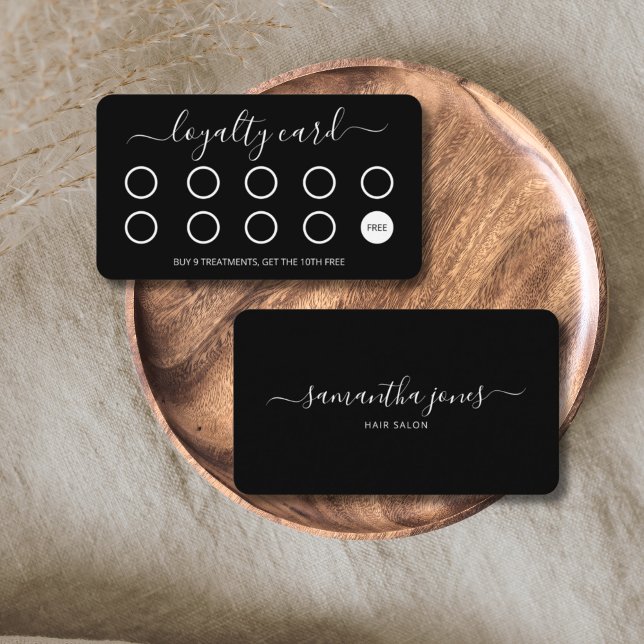 Custom Loyalty Card Simple Script Black and White (Creator Uploaded)