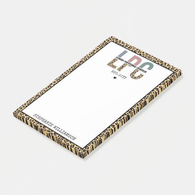 Custom LPC Licensed Professional Counsellor Cheeta Post-it Notes (Angled)