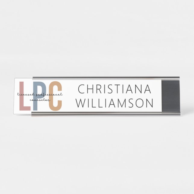 Custom LPC Licensed Professional Counsellor Desk Name Plate (Front)