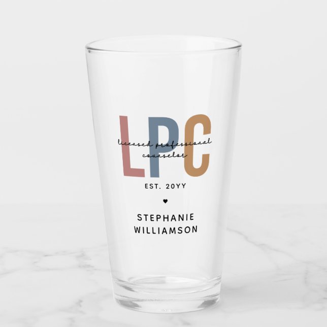 Custom LPC Licensed Professional Counsellor Glass (Front)