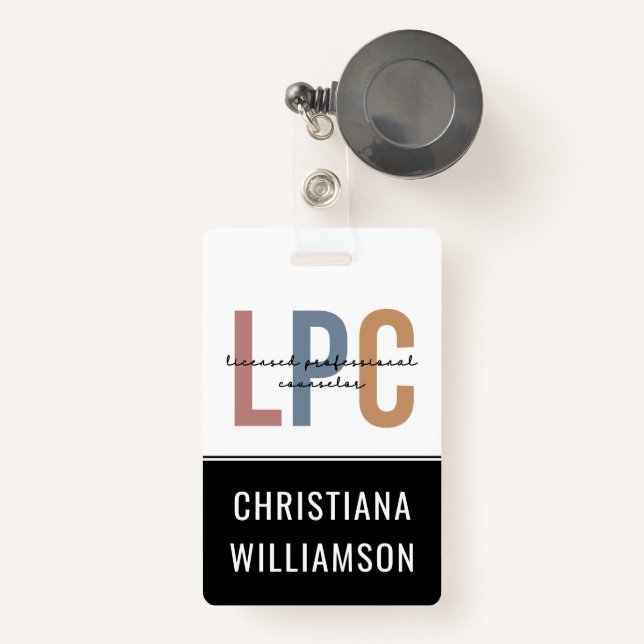 Custom LPC Licensed Professional Counsellor ID Badge (Front with Retractable)