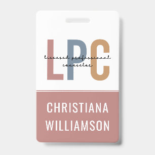 Custom LPC Licensed Professional Counsellor ID Badge