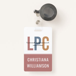 Custom LPC Licensed Professional Counsellor ID Badge