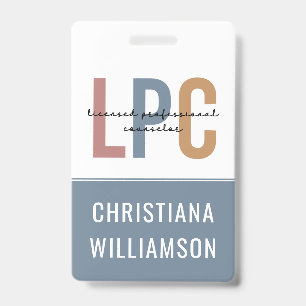Custom LPC Licensed Professional Counselor ID Badge