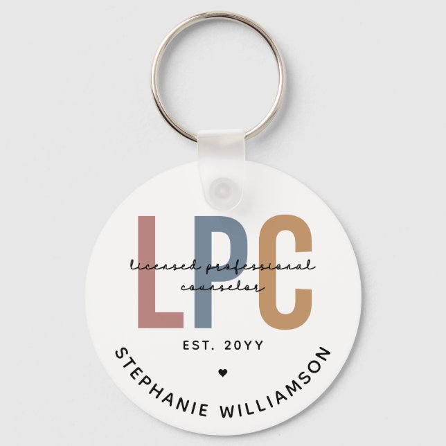 Custom LPC Licensed Professional Counselor Key Ring (Front)