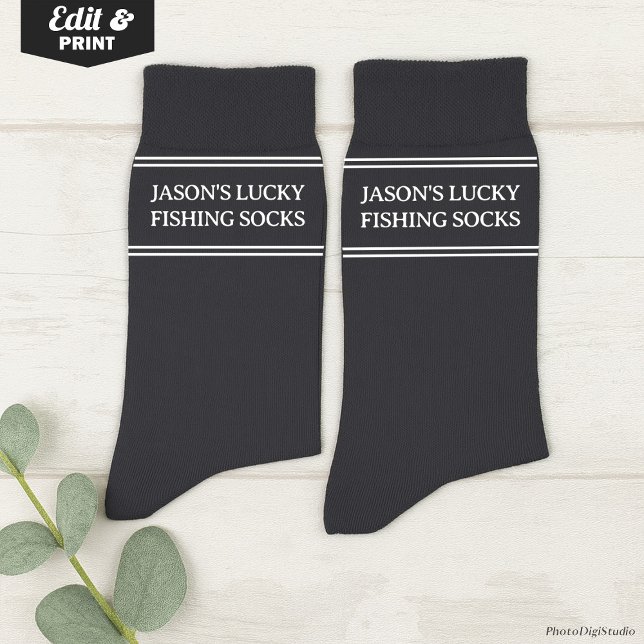 Custom Lucky Fishing Socks Birthday Christmas Gift (Custom Lucky Fishing Socks Gray, Funny Christmas Gift for Dad, Birthday Gift for Husband Fisherman)