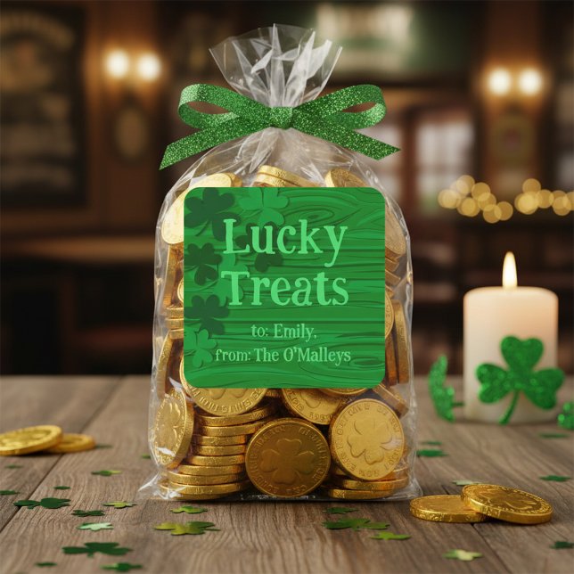 Custom Lucky Treats St. Patrick’s Day Square Stick Sticker (Creator Uploaded)