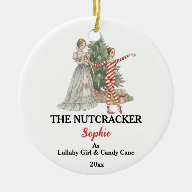 Custom Lullaby Girl Nutcracker Photo Christmas Ceramic Ornament (Front)