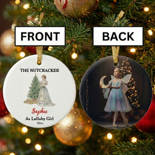 Custom Lullaby Girl Nutcracker Photo Christmas Ceramic Ornament