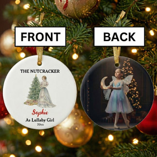 Custom Lullaby Girl Nutcracker Photo Christmas Ceramic Ornament