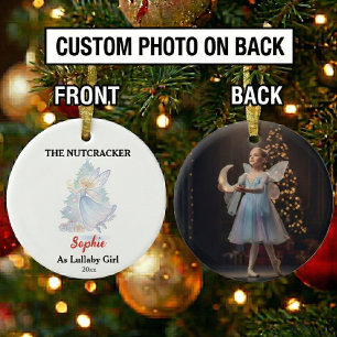 Custom Lullaby Girl Nutcracker Photo Christmas Ceramic Ornament