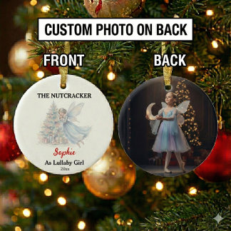 Custom Lullaby Girl Nutcracker Photo Christmas Ceramic Ornament