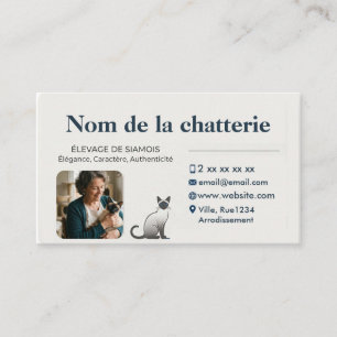 Custom Luxe Siamese Breeder Photo Business Card