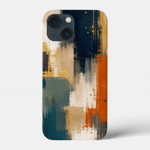 Custom Luxury Gold Navy Abstract Modern Art Design iPhone 13 Mini Case