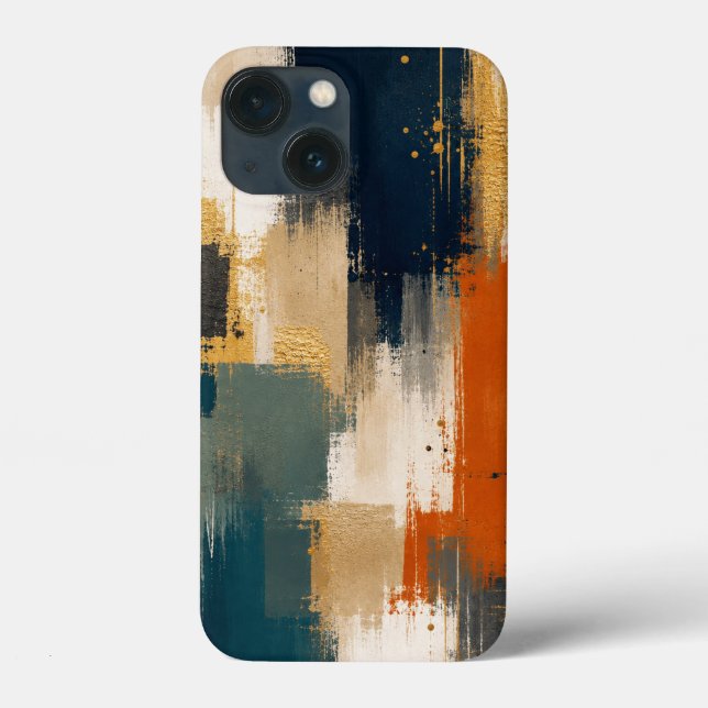Custom Luxury Gold Navy Abstract Modern Art Design Case-Mate iPhone Case (Back)