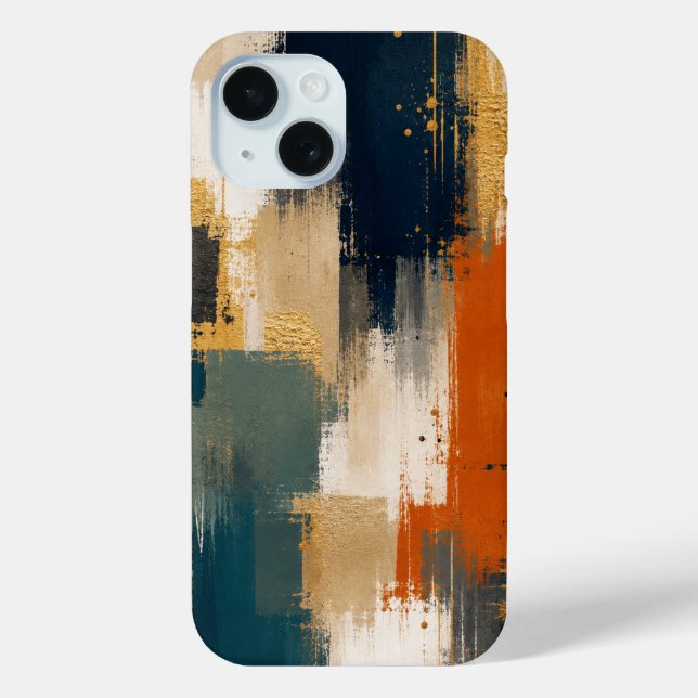 Custom Luxury Gold Navy Abstract Modern Art Design Case-Mate iPhone Case (Back)