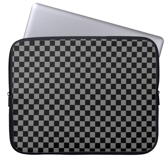 Custom Luxury Grey/Black Chequered Laptop Sleeve (Front)