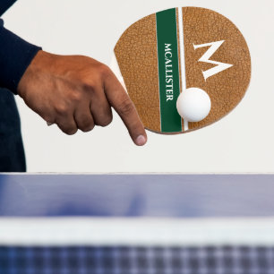 Custom Luxury Leather Pattern Monogram Vintage Ping Pong Paddle