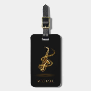 Custom Luxury Musician Business Gold Saxophone Luggage Tag