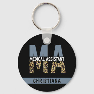 Custom MA Medical Assistant Leopard Print Key Ring